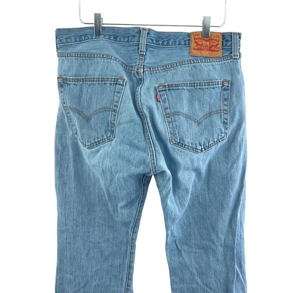 Levis 501 Jeans Men 36 / 30 Original Fit Straight Button Fly Cotton Denim Blue